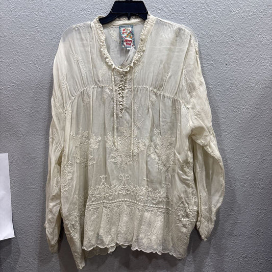 JOHNNY WAS,JWAS BOHO TOP ,IVORY ,L