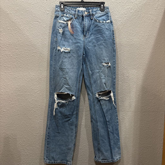 FLYING MONKEY,DENIM DISTRESSED STRAIGHT,BLUE,26