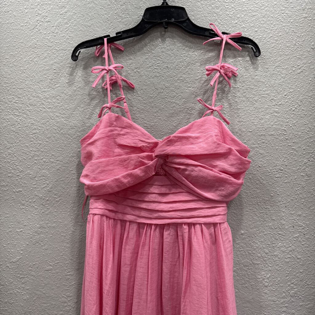 MOON RIVER,NWT STRAPPY MAXI LINED,PINK,L
