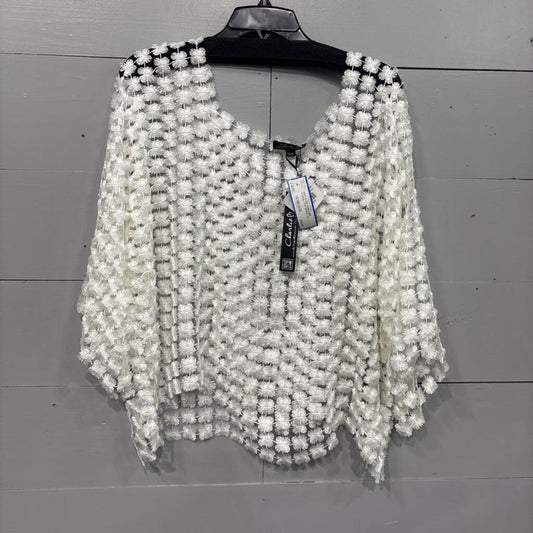 CHARLIE B,NWT OVER SWEATER FLORAL TOP,WHITE ,XL