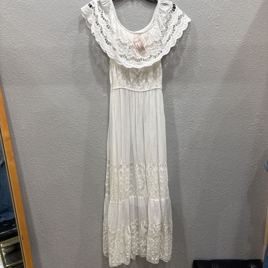 TEMPO PARIS,EYELET MAXI DRESS,WHITE,M/L