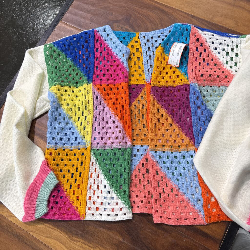 CROCHET CARDIGAN,MULTI,S