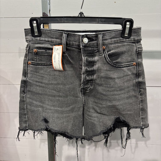 DENIM CUT OFF SHORTS,BLK ,25