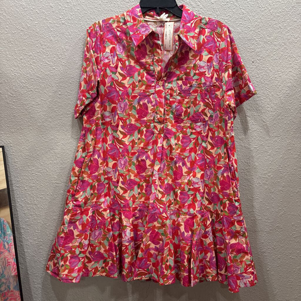 ENTRO,FLORALFLOWY DRESS ,PINK MULTI ,M