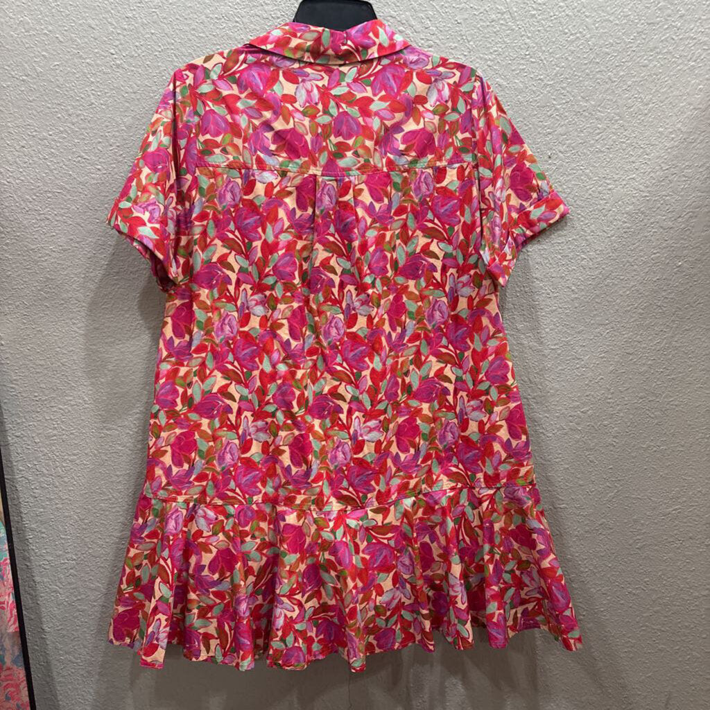 ENTRO,FLORALFLOWY DRESS ,PINK MULTI ,M