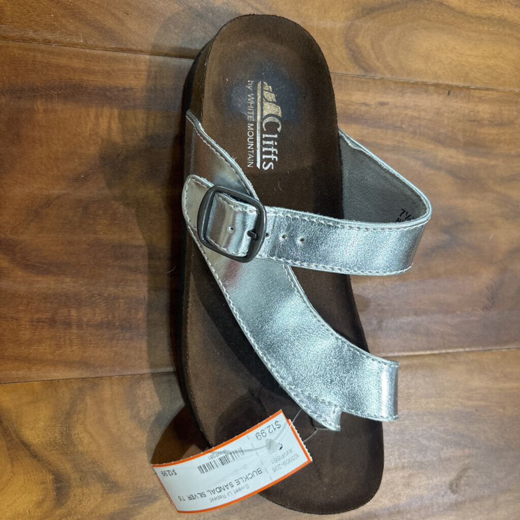 BUCKLE SANDAL,SILVER ,7.5