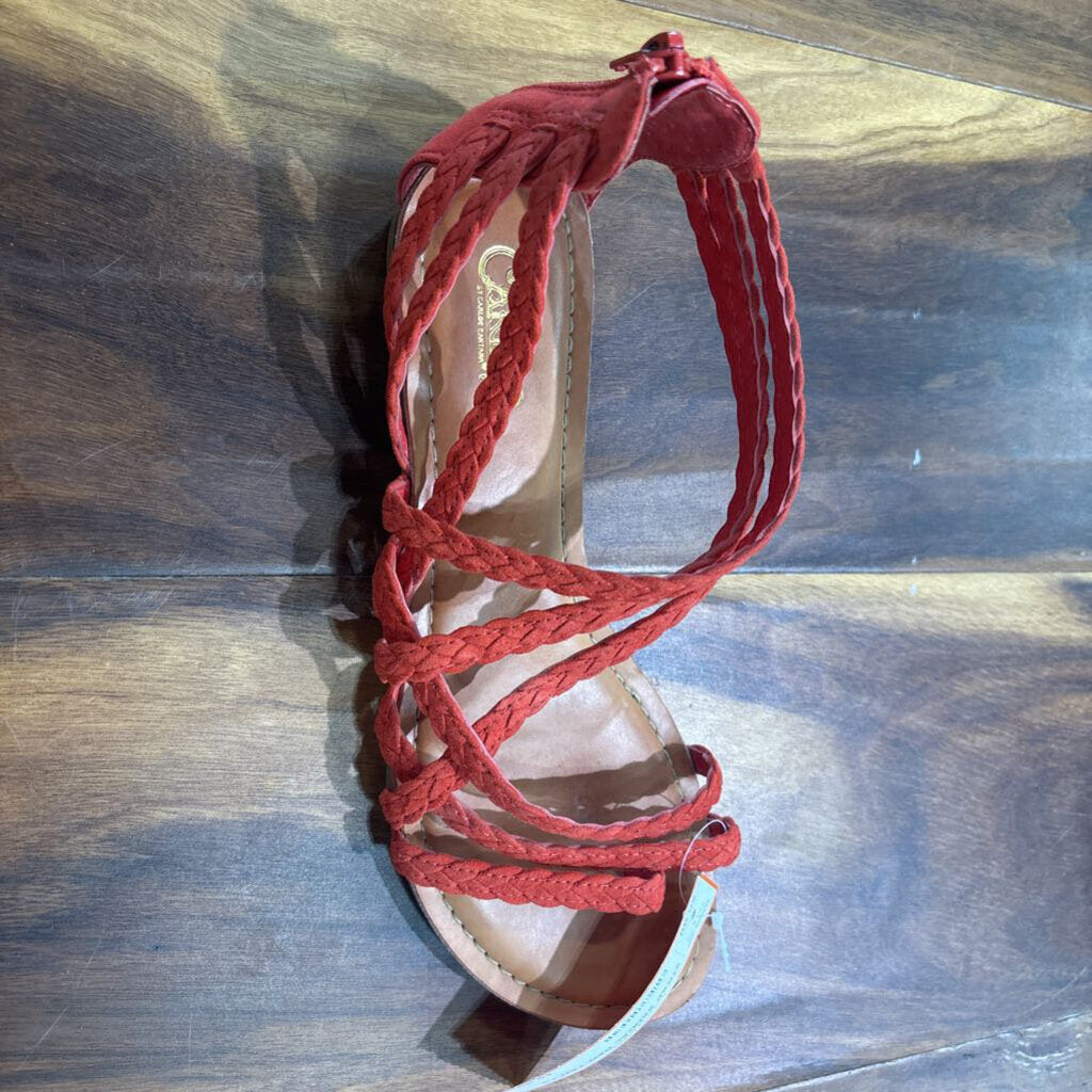 FREE FLY,STRAP SANDAL,RED TAN,7.5
