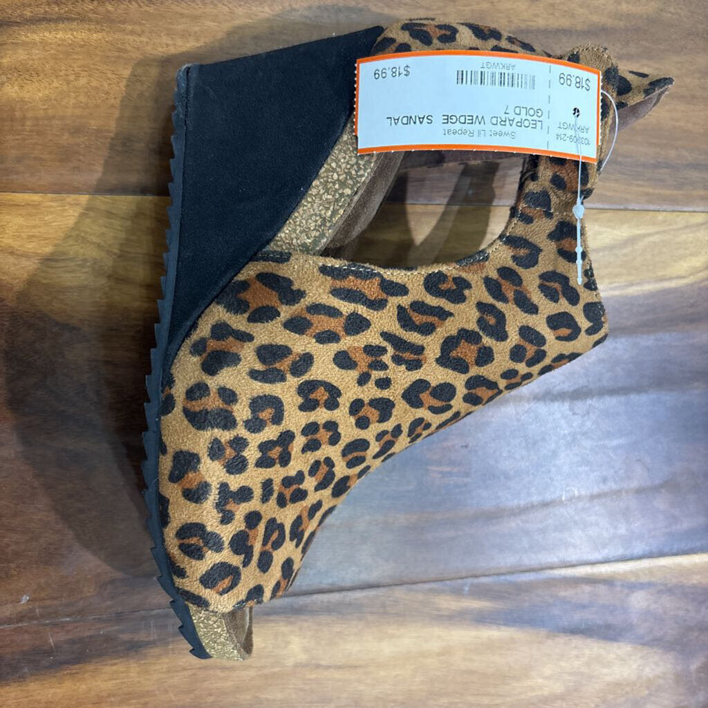CORKY'S,LEOPARD WEDGE SANDAL,GOLD,7
