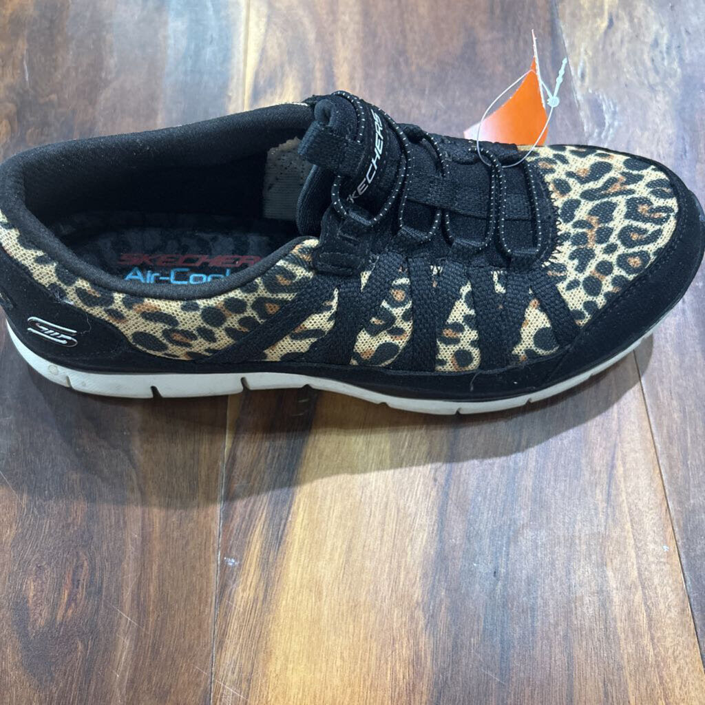 SKETCHER,LEOPARD SNEAKER,BLK TAN ,8