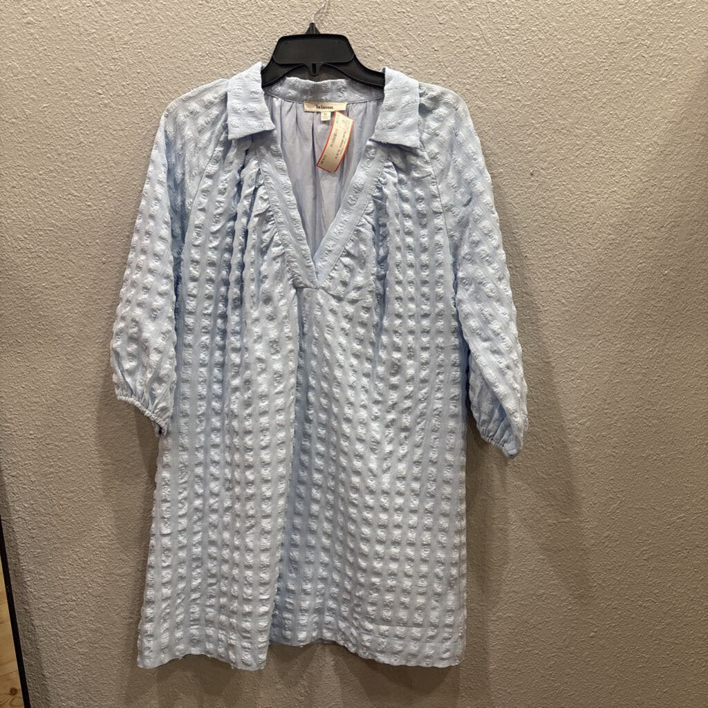 LALAVON,PLAID DRESS ,BLUE,M