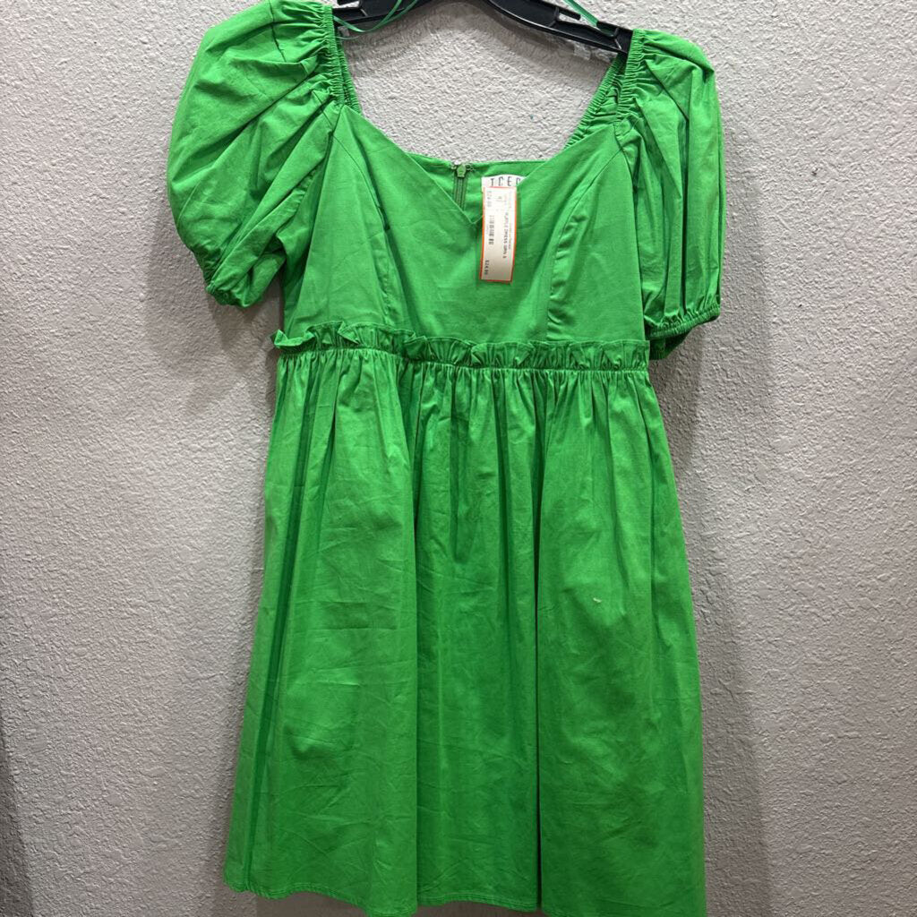 TCEC,RUFFLE DRESS,GRN,S