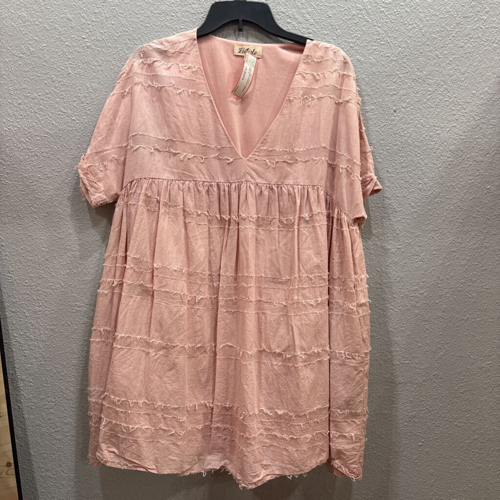 LISTICLE,HAW HEM RUFFLE DRESS,PINK,M