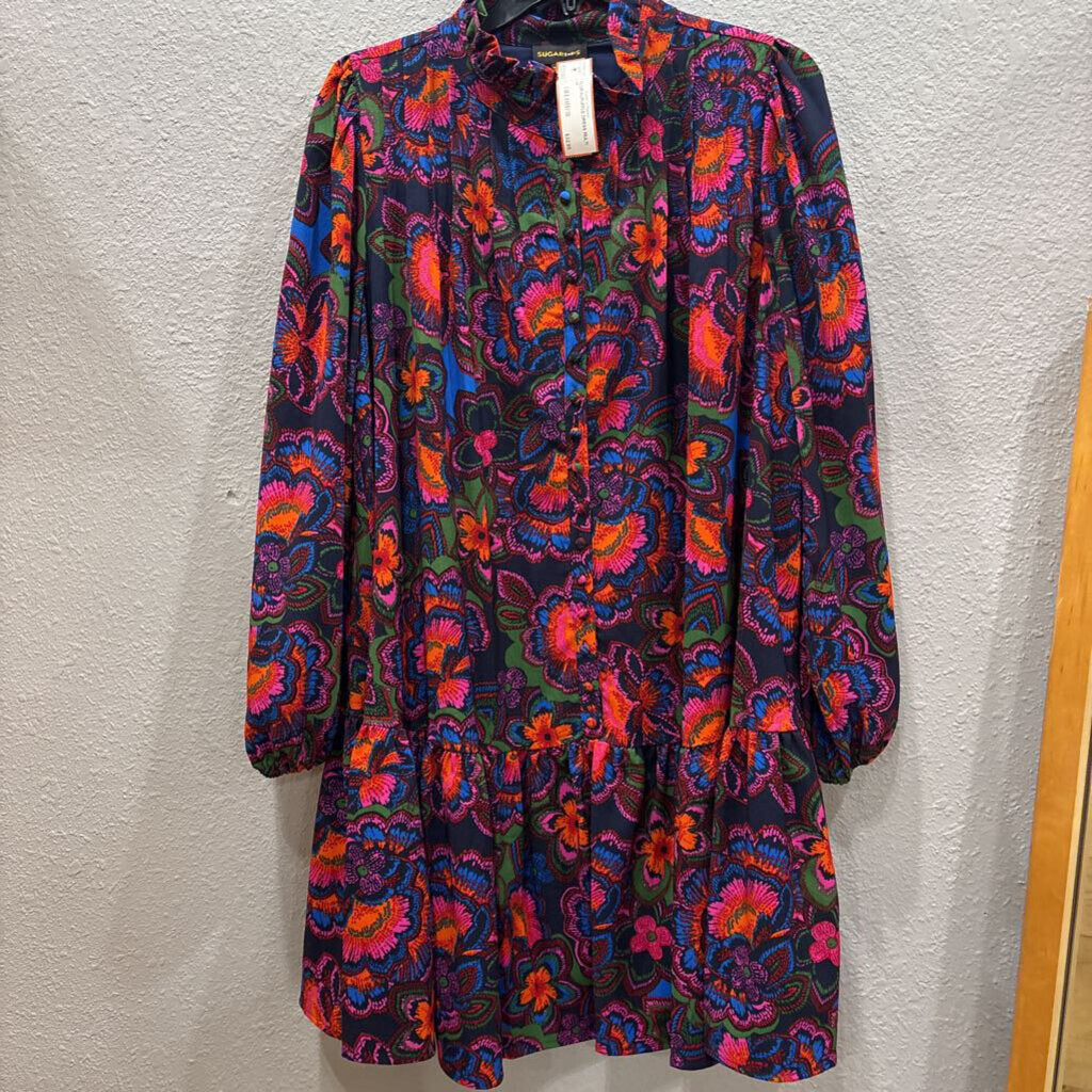 SUGAR LIPS,FLORALRUFFLE DRESS,MULTI,M