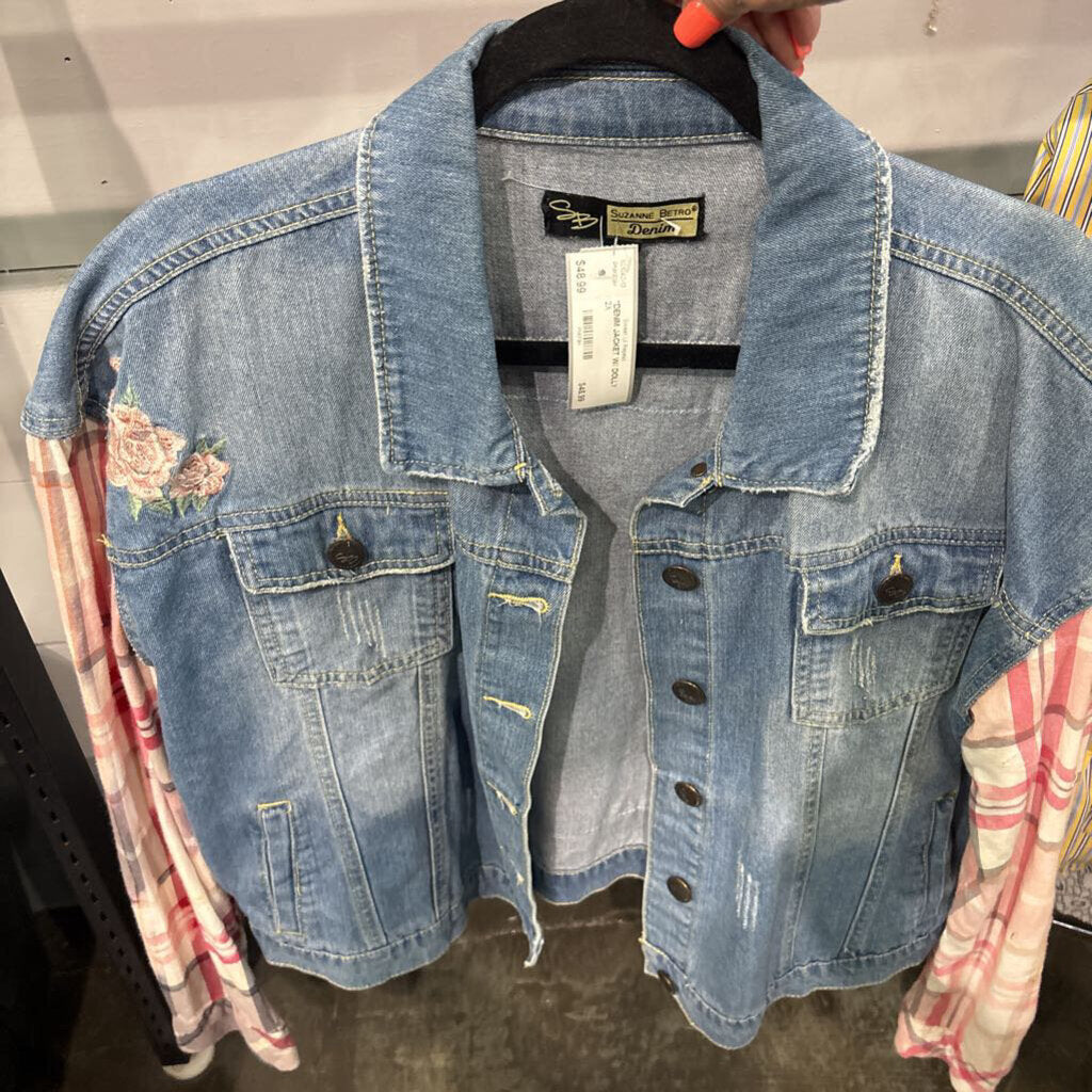 SUZANNE BETRO,*DENIM JACKET W/ DOLLY , 2X