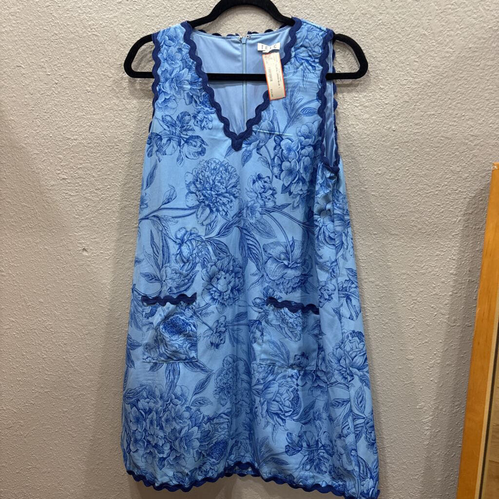 TCEC,FLORAL DRESS,BLUE ,L