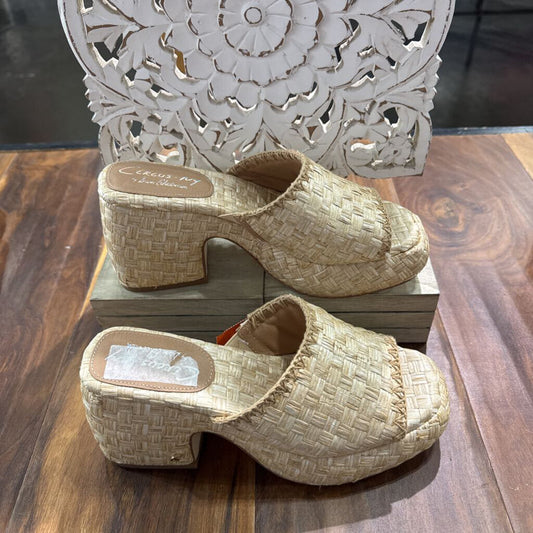 SAM EDELMAN,WICKER BLOCK HEEL,WHEAT,7