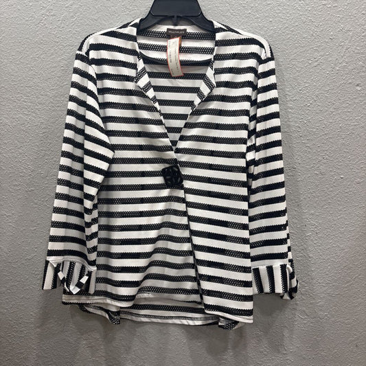 MULTIPLES,STRIPE KIMONO,WHT BLK ,L