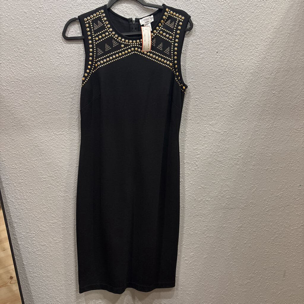 STUD DRESS ,BLK GOLD ,M