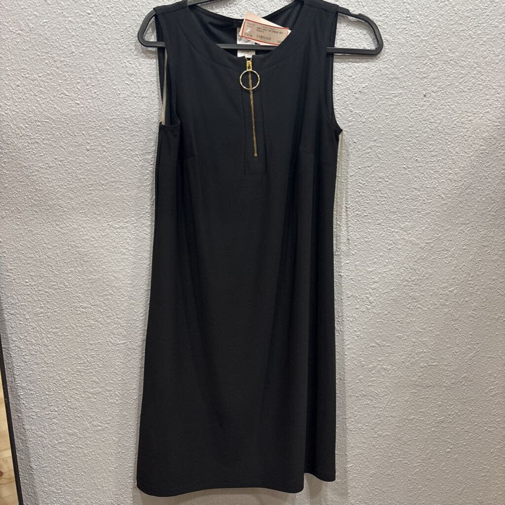 MSK,NWT HALF ZIP DRESS ,BLK GOLD,S