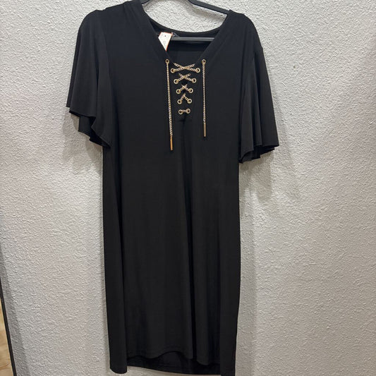 SPENSE,CHAIN TYE FRONT DRESS ,BLK GOLD,8