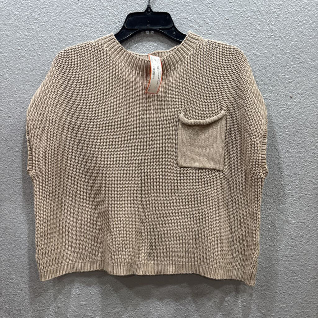 LILLUSORY,KNIT SWEATER TANK TOP ,TAN ,L