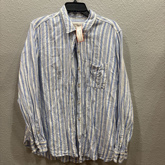 Universal thread,STRIPE BUTTONUP TOP,BLUE WHT ,XL