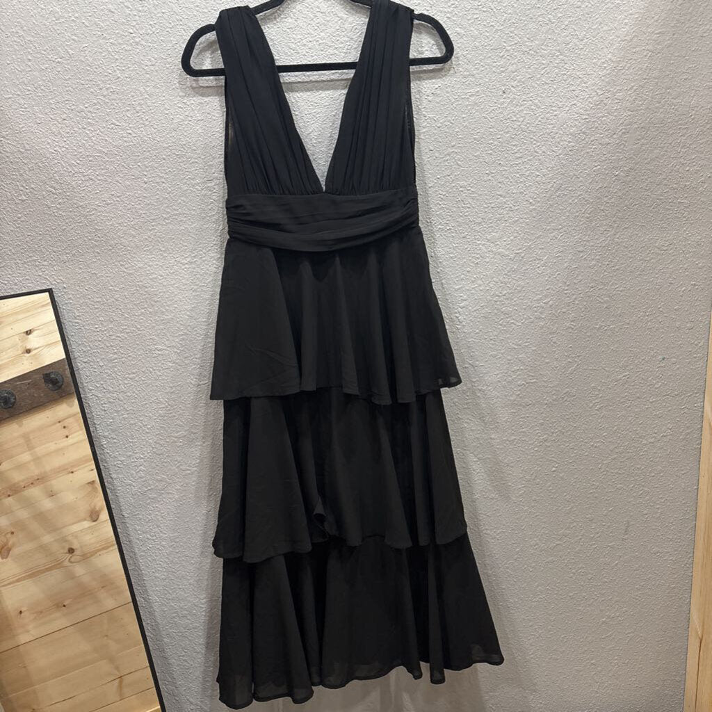 LULU'S,RUFFLE SHEER DRESS ,BLK,S