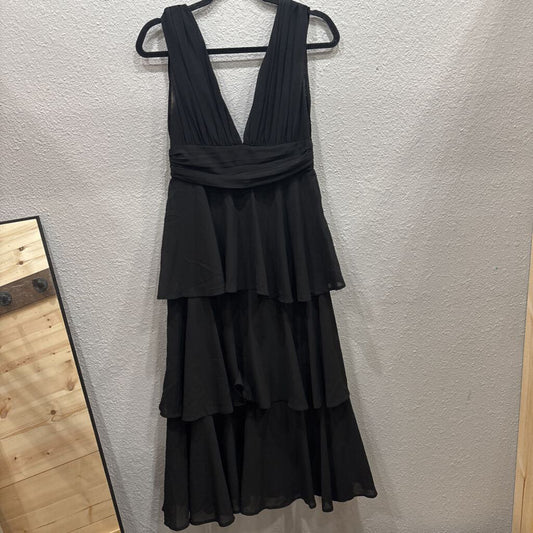 LULU'S,RUFFLE SHEER DRESS ,BLK,S