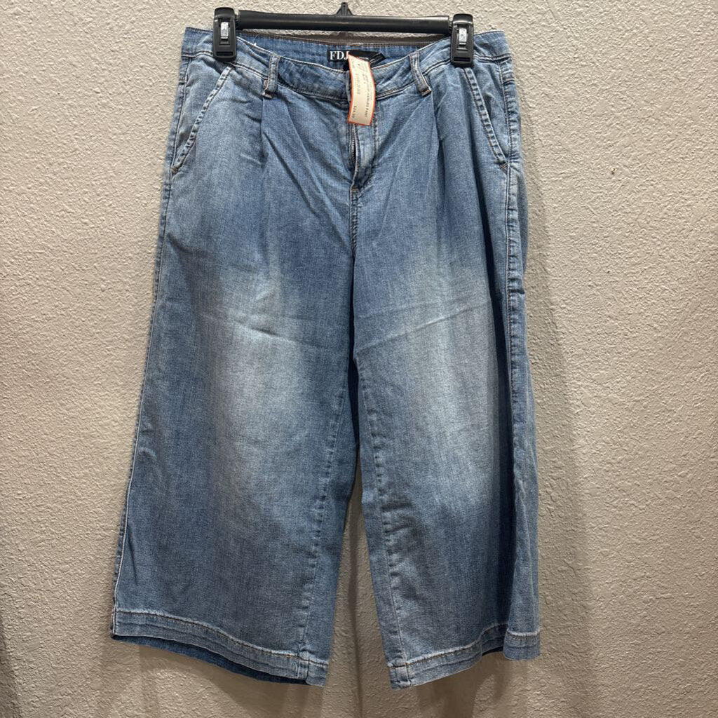 FDJ,DENIM CROP WIDELEG PANT ,BLUE ,4