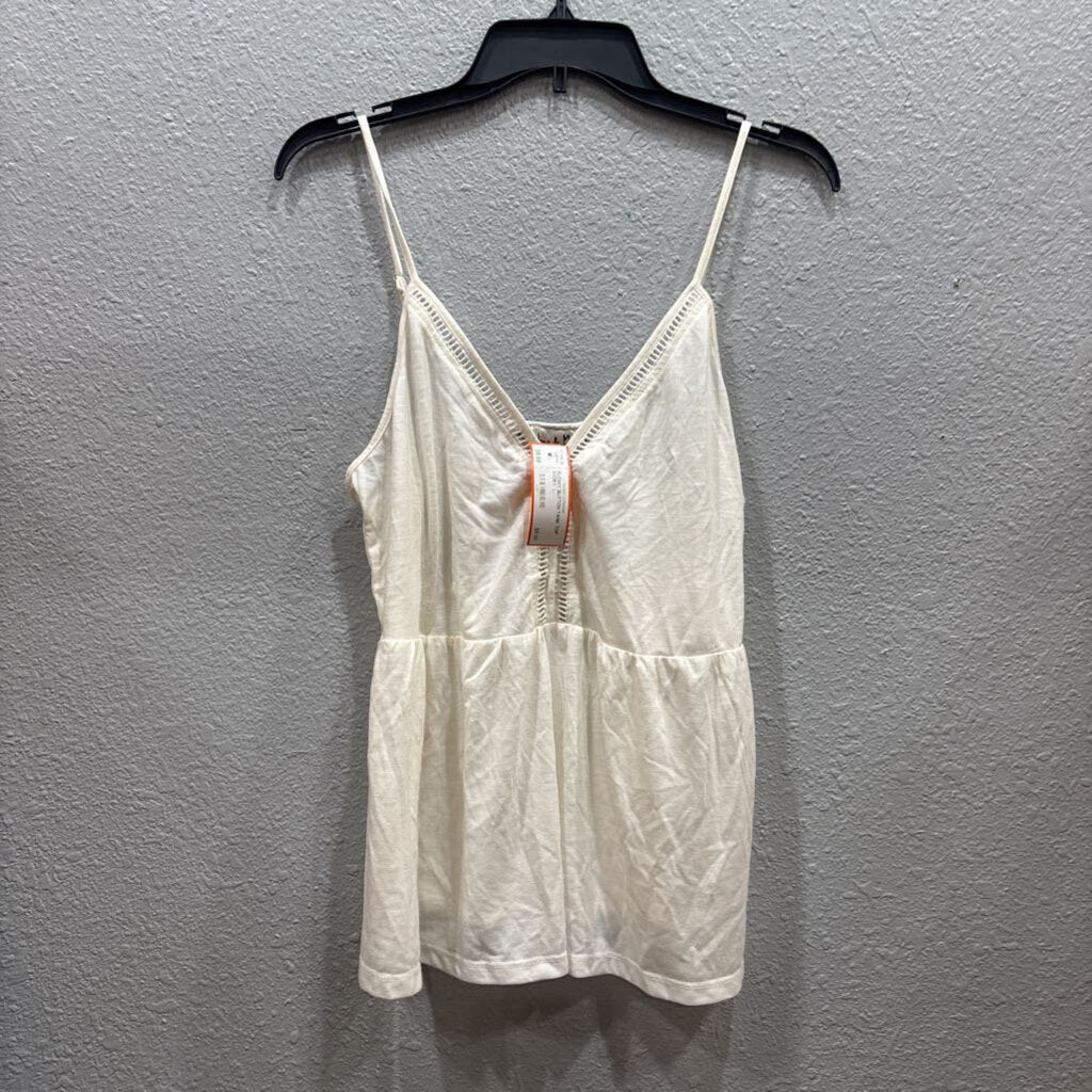 MADELINE & MONROE,FLOWY BUTTON TANK TOP,IVORY ,L