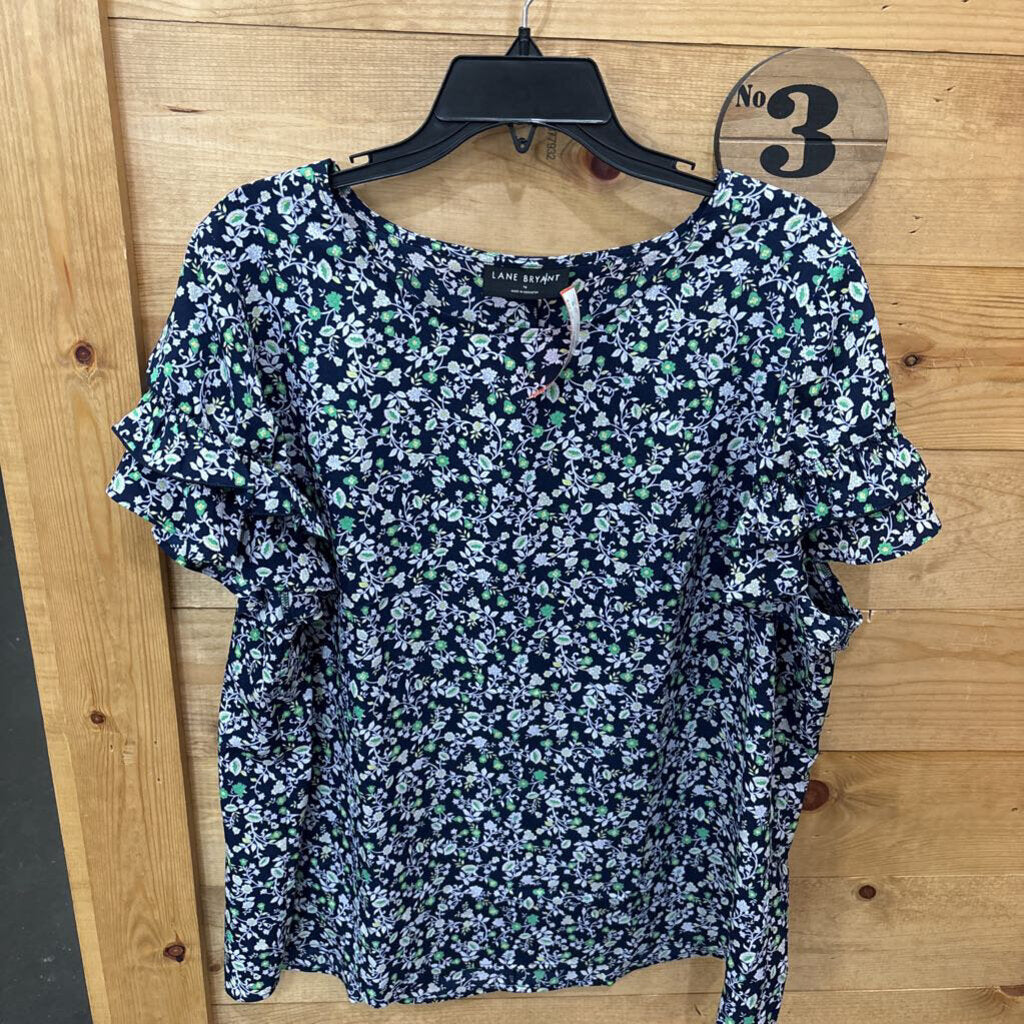 LANE BRYANT,FLORAL TANK TOP ,BLUE ,16