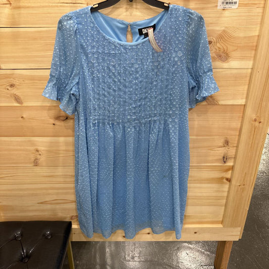 DKNY,PATTERNED DRESS,BLUE ,14