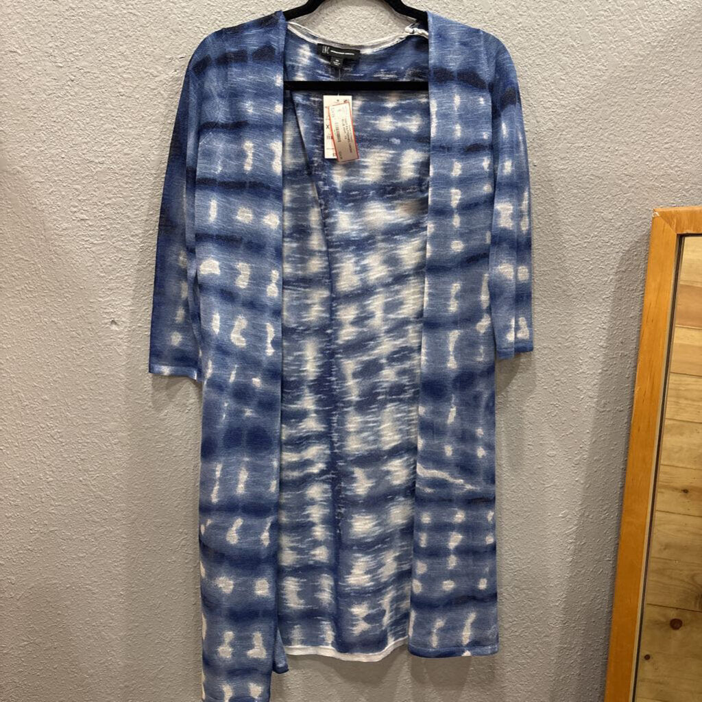 NWT PATTERNED KIMONO,BLUE WHT ,XS