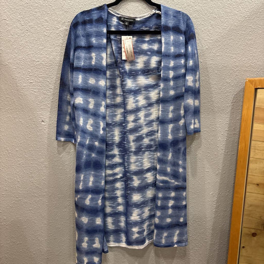 NWT PATTERNED KIMONO,BLUE WHT ,XS