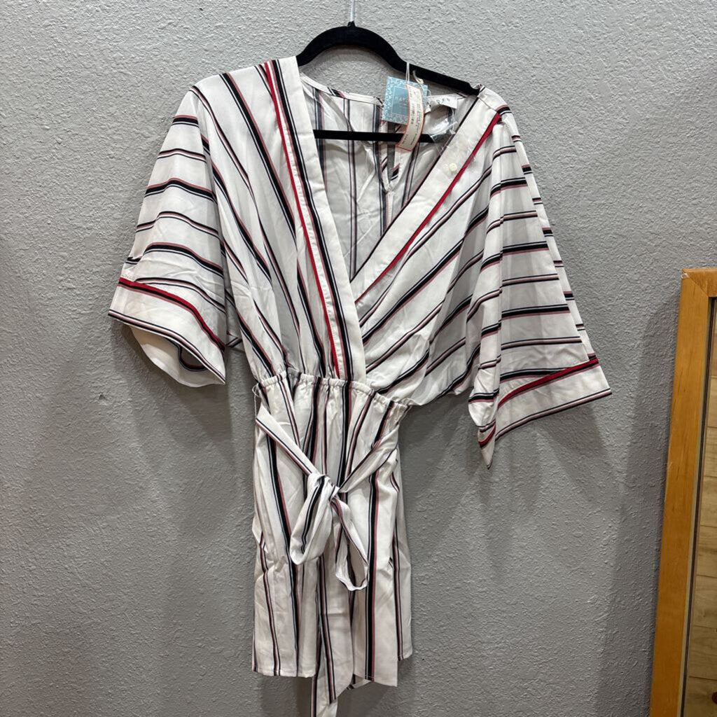HAYDEN,NWT STRIPE SHORT ROMPER,WHT BLK RED,S