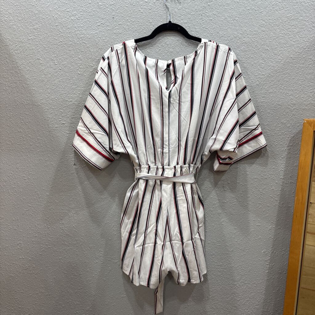 HAYDEN,NWT STRIPE SHORT ROMPER,WHT BLK RED,S