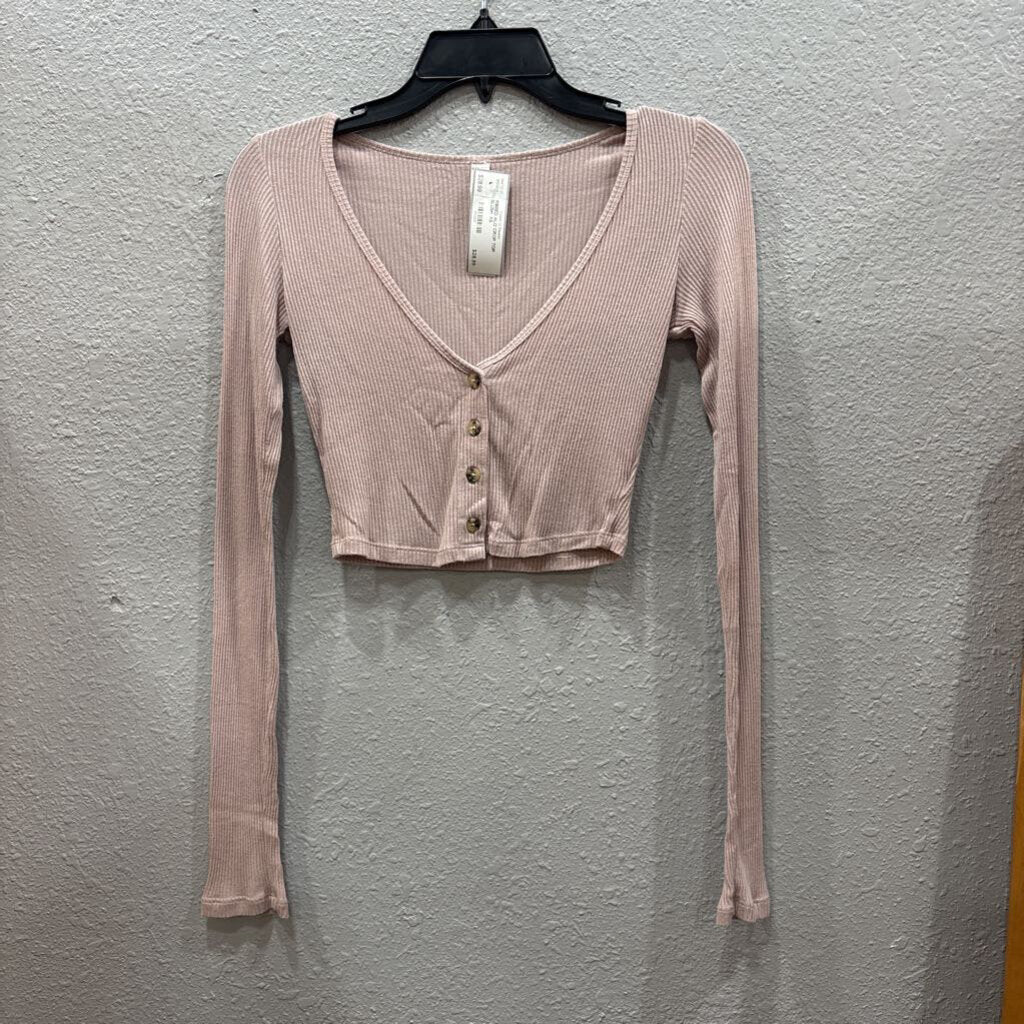 ALO,RIBBED ALO CROP TOP ,BLUSH ,XS