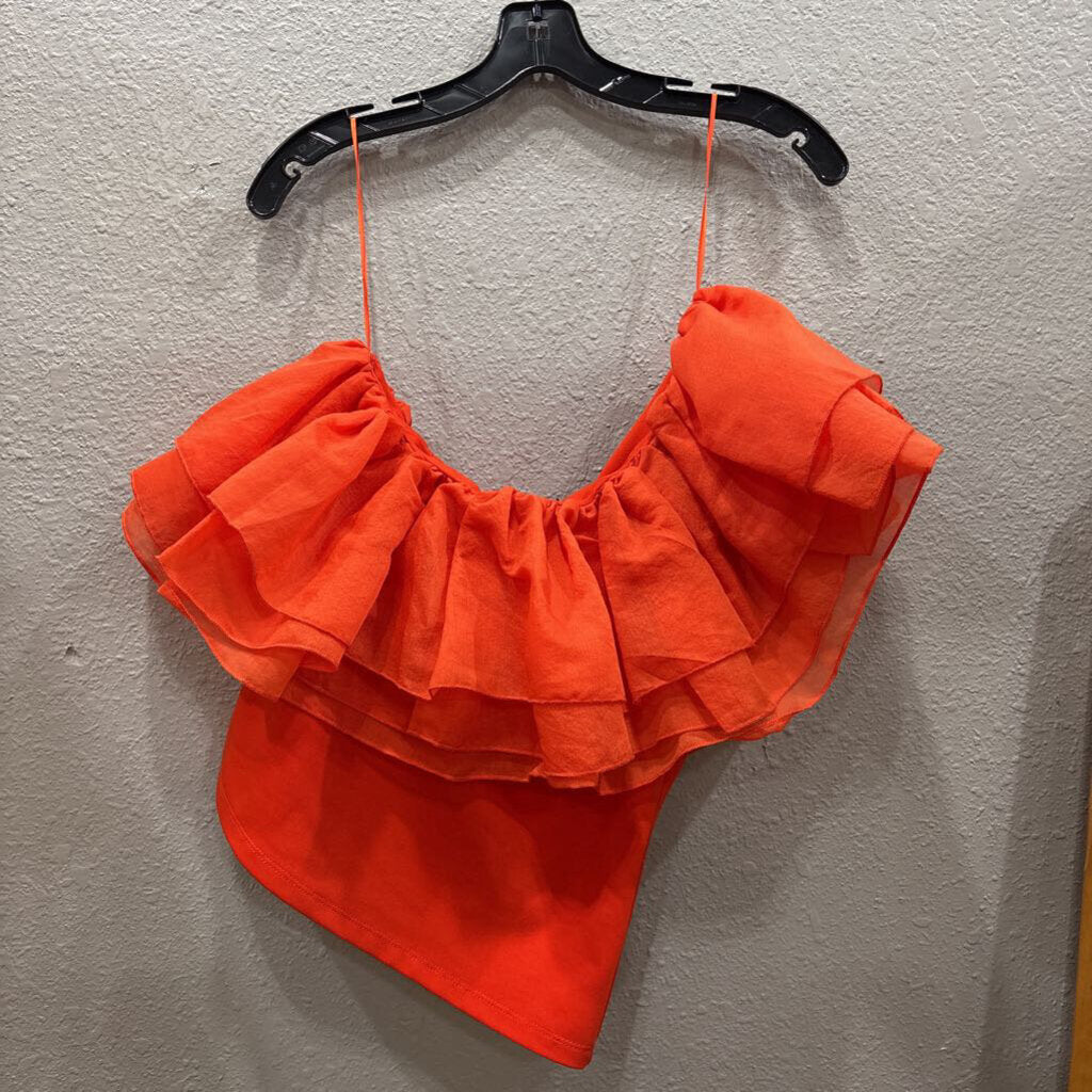 MILK &HONEY,RUFFLE ONE SHLDER TOP ,ORG ,S