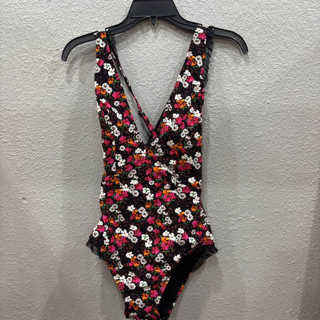NWT ONEPIECE SWIMSUIT ,BLK FLORAL
