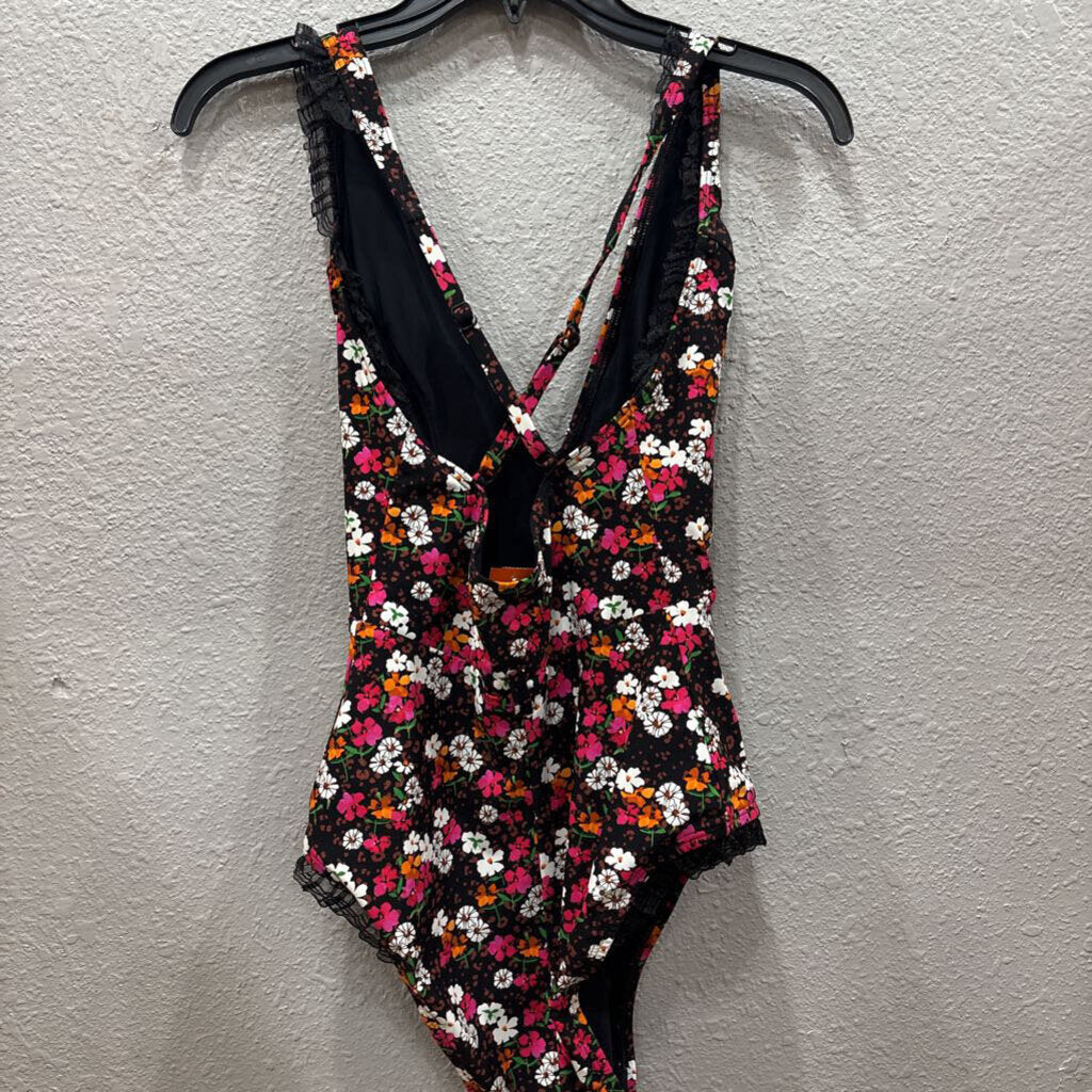 NWT ONEPIECE SWIMSUIT ,BLK FLORAL
