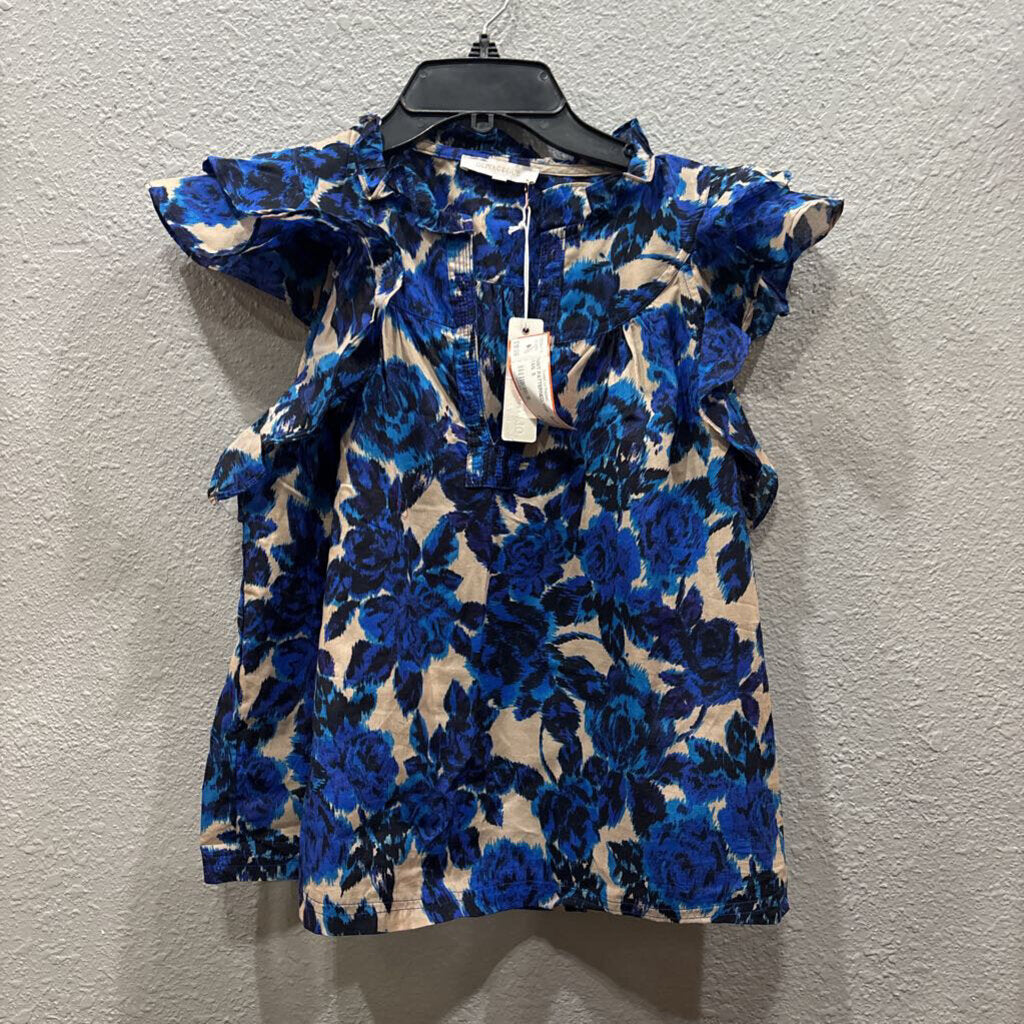 OLIVACEOUS,NWT PATTERNED TOP ,BLUE TAN ,S