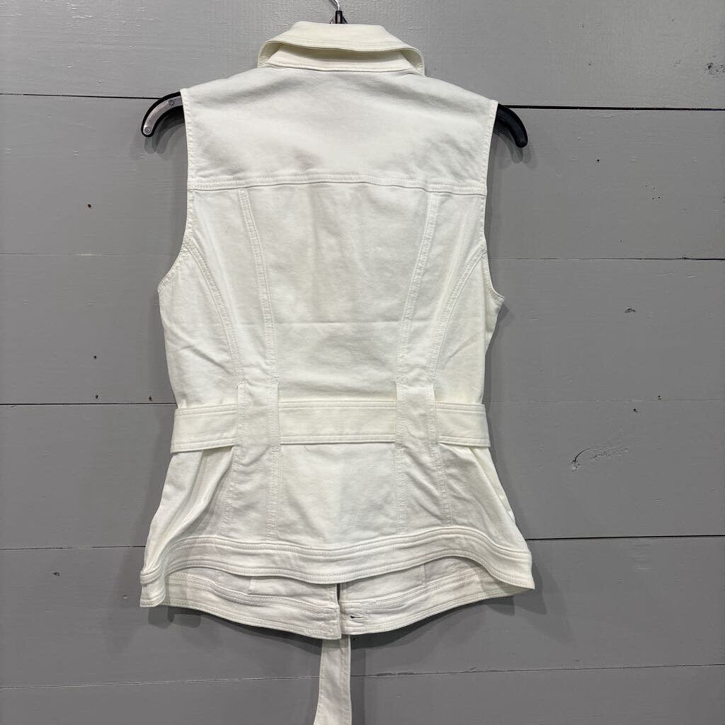 WHITE HOUSE BLACK MARKET,BUTTONUP VEST TOP ,WHT ,10