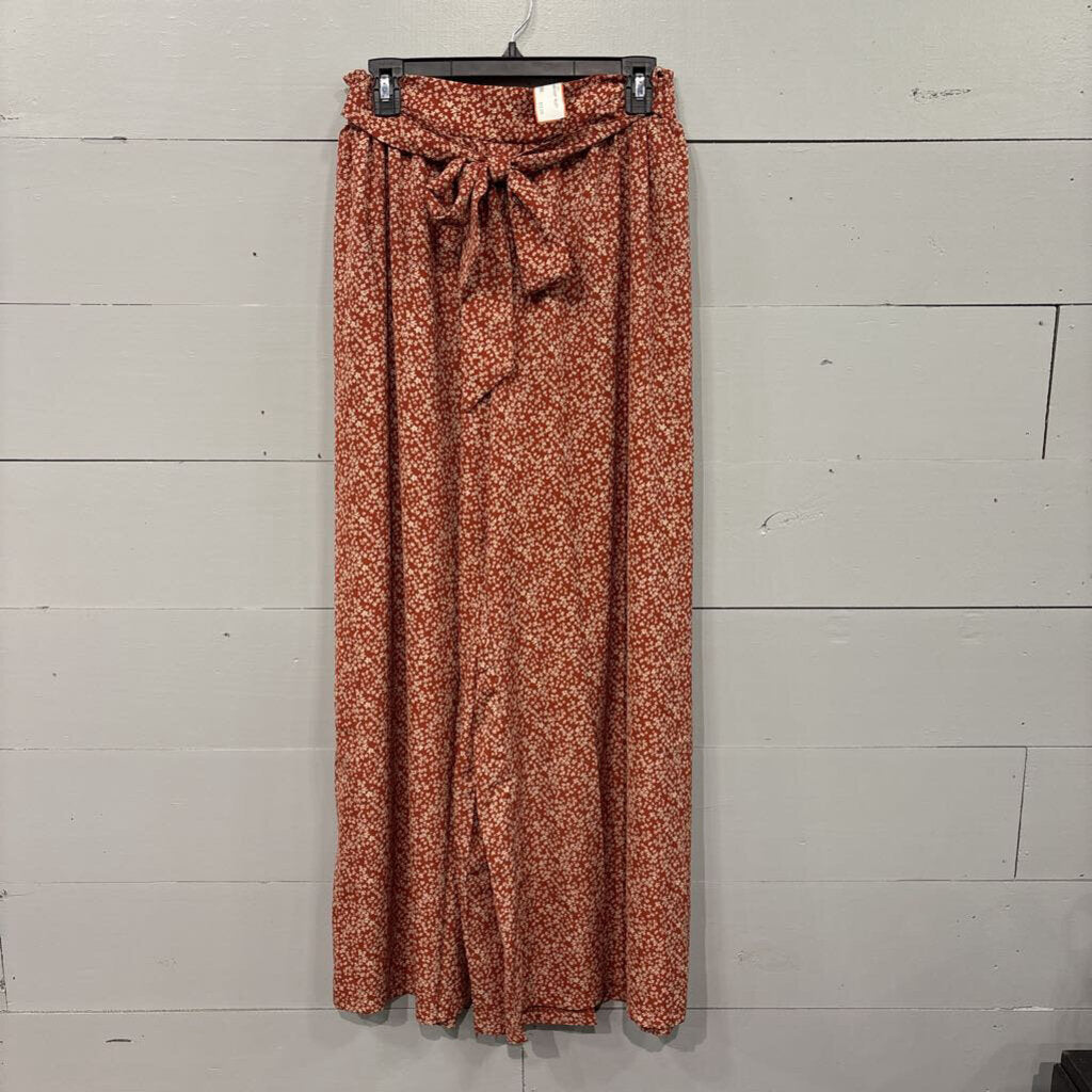 FLORAL SHEER PANT ,RUST WHT ,M