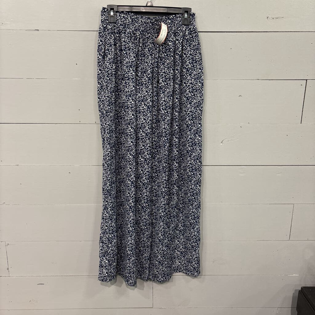 FLORAL SHEER PANT ,BLUE WHT ,M