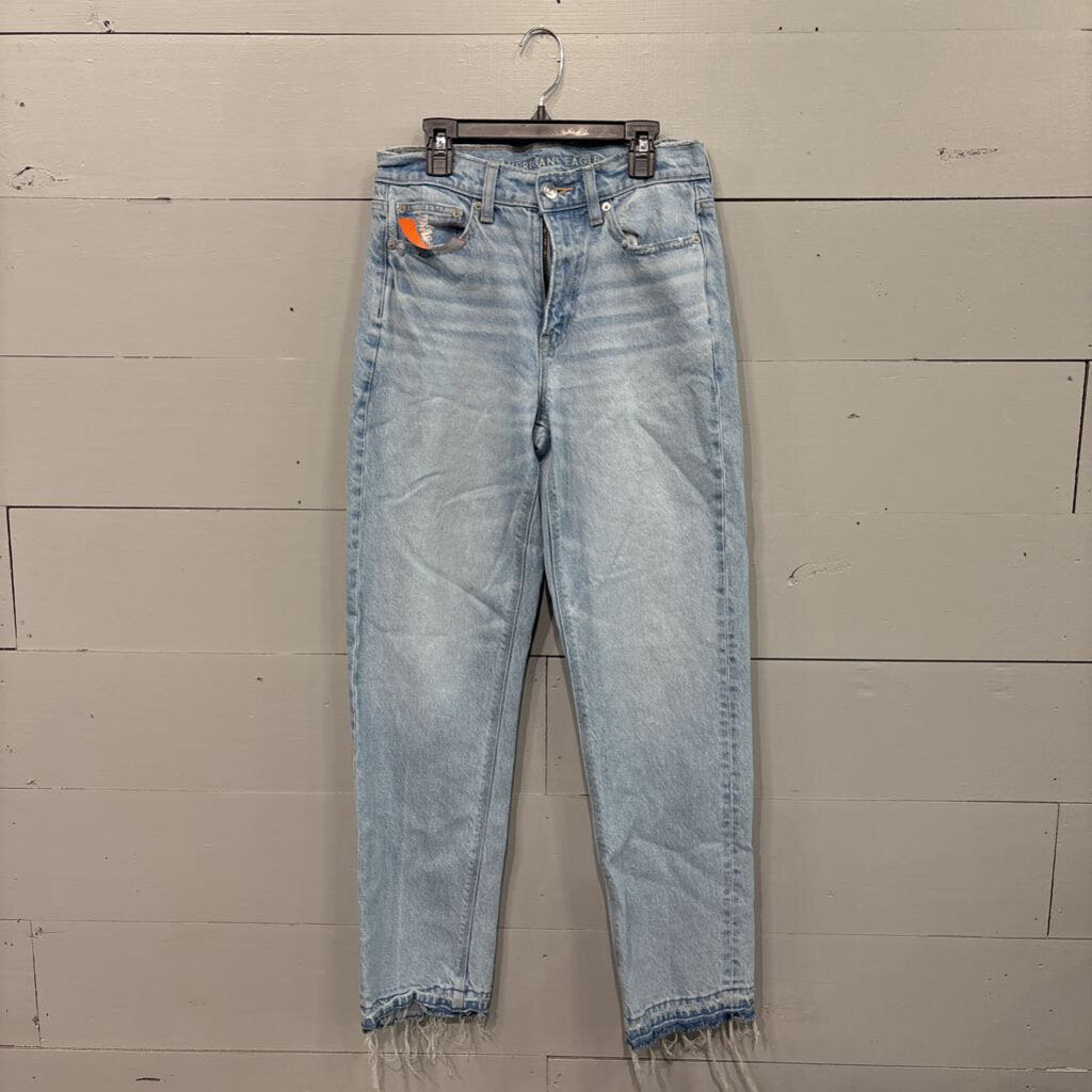 AMERICAN EAGLE,DENIM HIGH RISE STRAIGHT BAGGY,BLUE ,4
