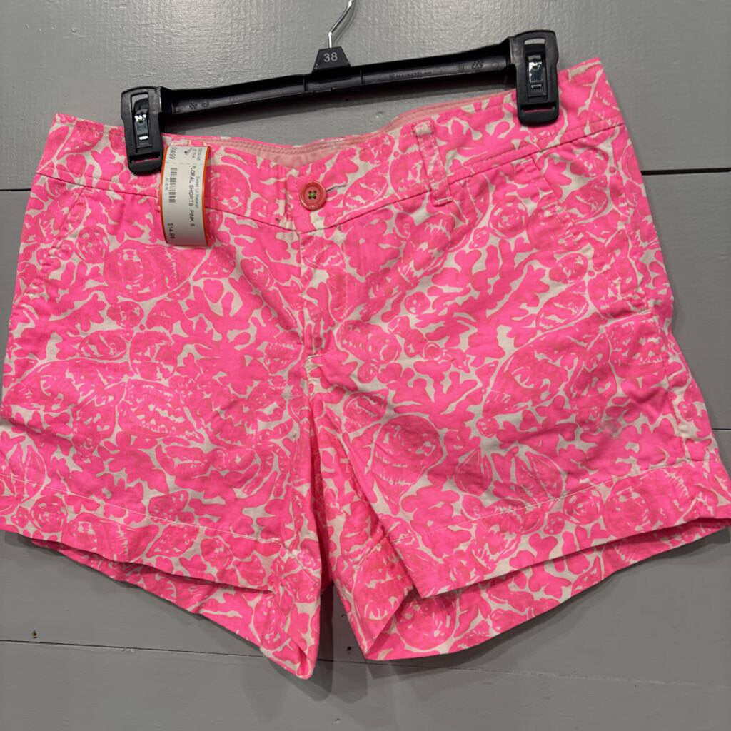 LILLY PULITZER,FLORAL SHORTS ,PINK,6