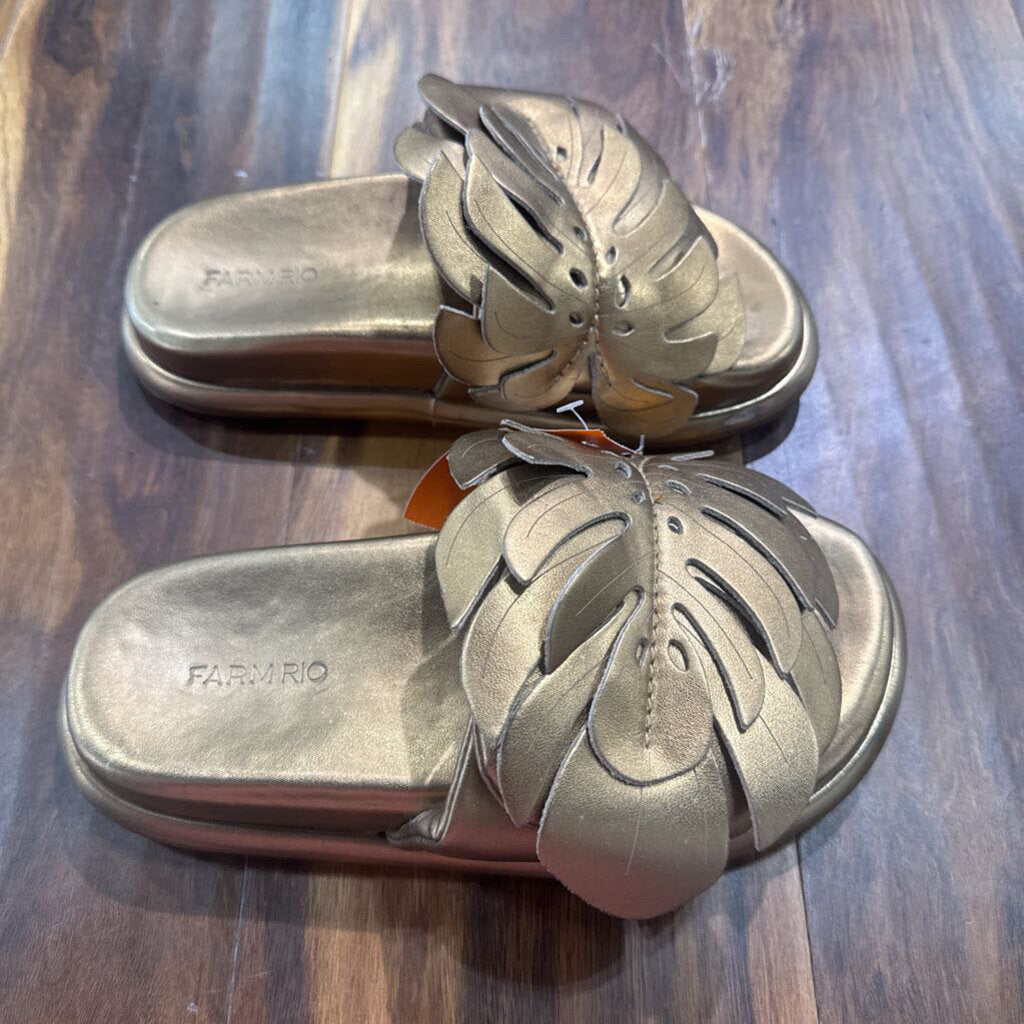 FARM RIO,LEAF SANDAL ,GOLD ,7
