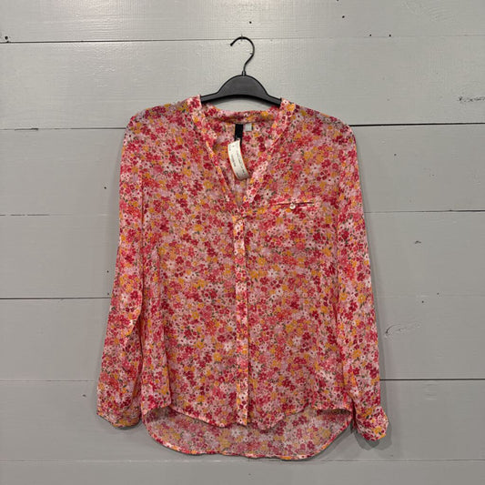 KUT FROM THE CLOTH,FLORAL SHEER TOP ,PINK ,S