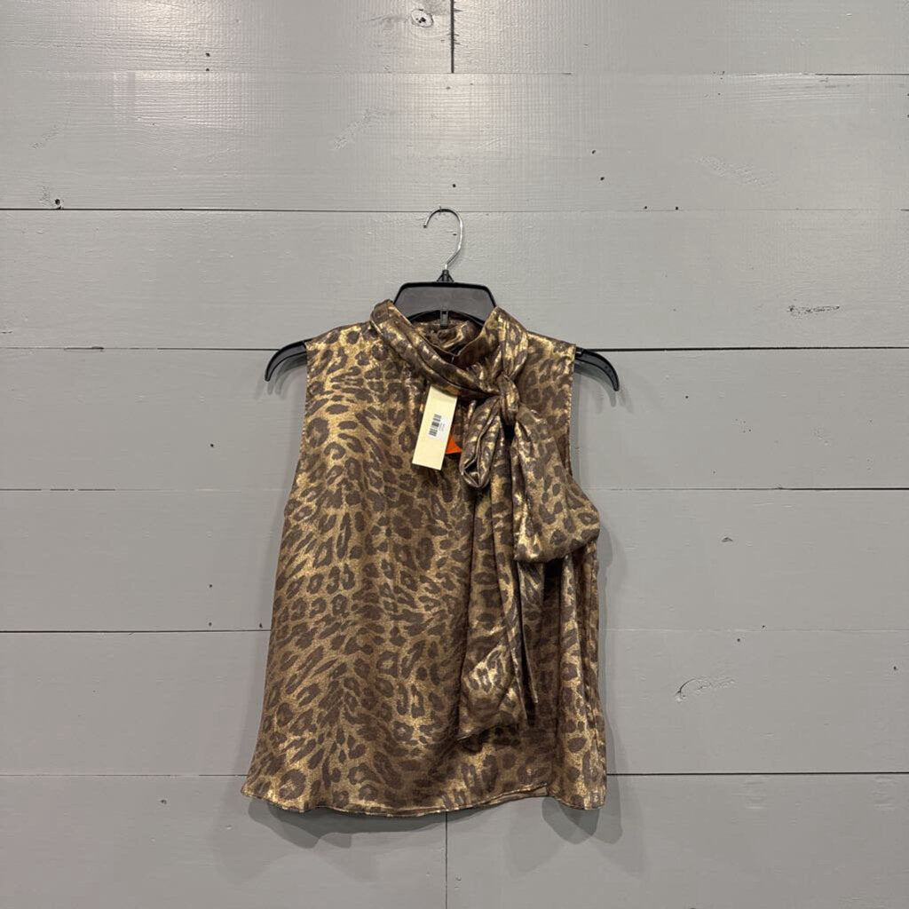 MILK&HONEY,NWT SHIMMER LEOPARD TANK TOP ,GOLD,M
