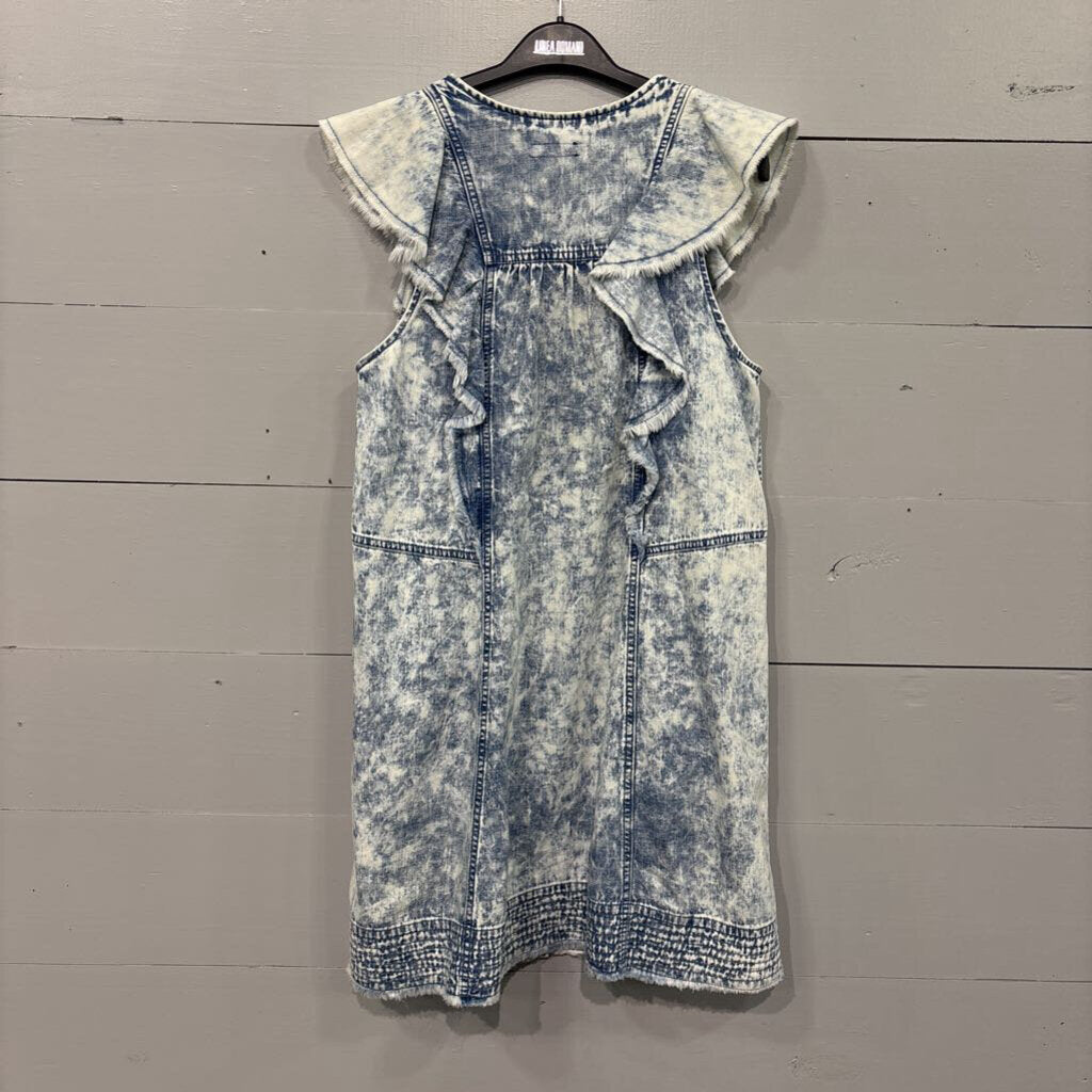 PILCRO,SOFT DENIM RUFFLE DRESS ,BLUE ,M